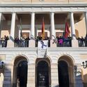 Asociaciones de mujeres y una cantaora acompaan al Ayuntamiento de Badajoz en el acto 25N