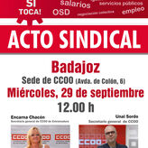 Unai Sordo y Encarna Chacn participan en acto sindical en Badajoz con delegados de CCOO