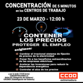 CCOO convoca concentraciones y paros de cinco minutos en centros de trabajo este mircoles