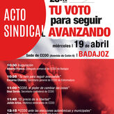 Unai Sordo participa en Badajoz en un acto para fijar la posicin de CCOO ante elecciones