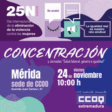 CCOO se concentrar este viernes en Mrida contra la violencia machista 