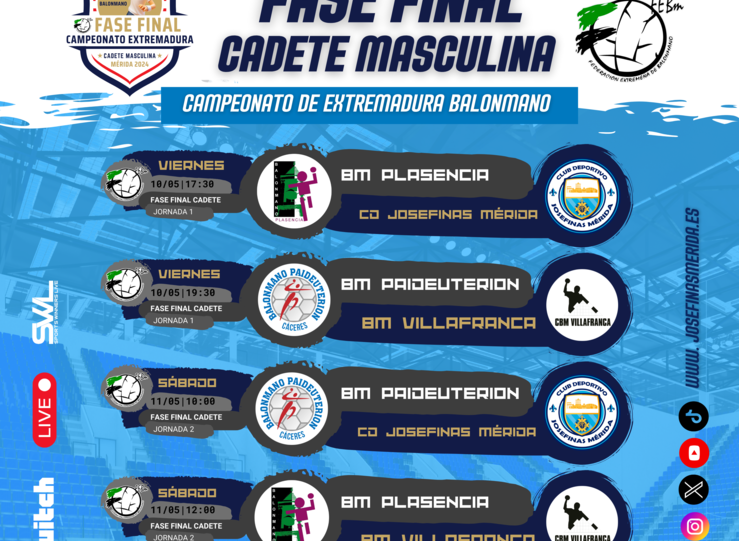 Mrida alberga la Fase Final del Campeonato Cadete Masculino de Extremadura