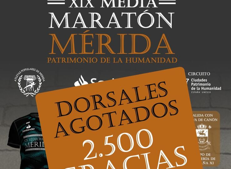 Agotados los 2500 dorsales para la Media Maratn de Mrida de abril de 2025 