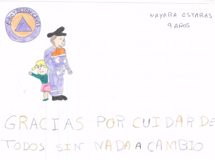 Una nia de 9 aos premiada por su dibujo en homenaje a Proteccin Civil de Badajoz