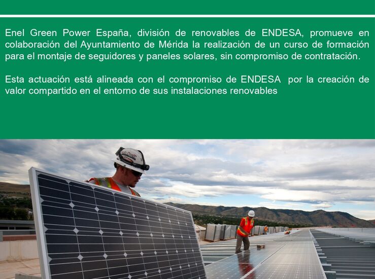 Endesa promueve un curso de formacin para montaje de paneles solares en Merida
