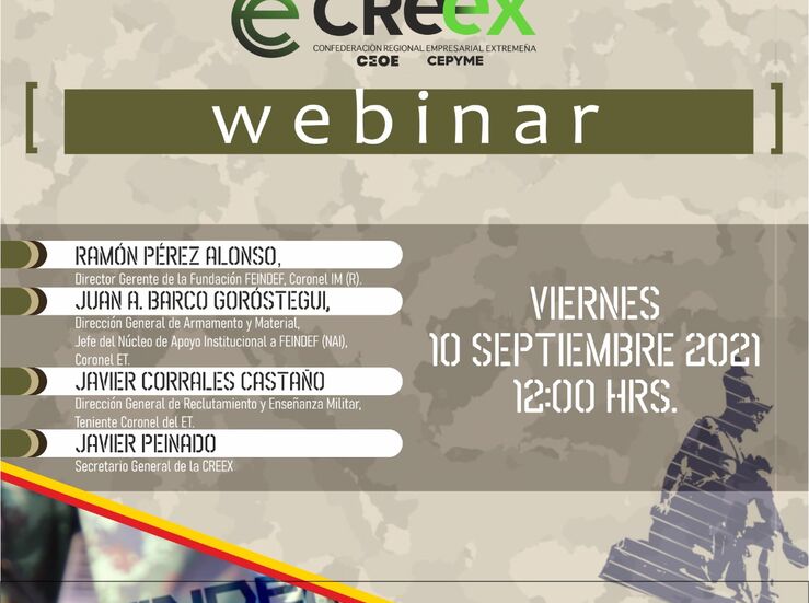 Un webinar de la Creex abordar la colaboracin pblicoprivada en industria de Defensa