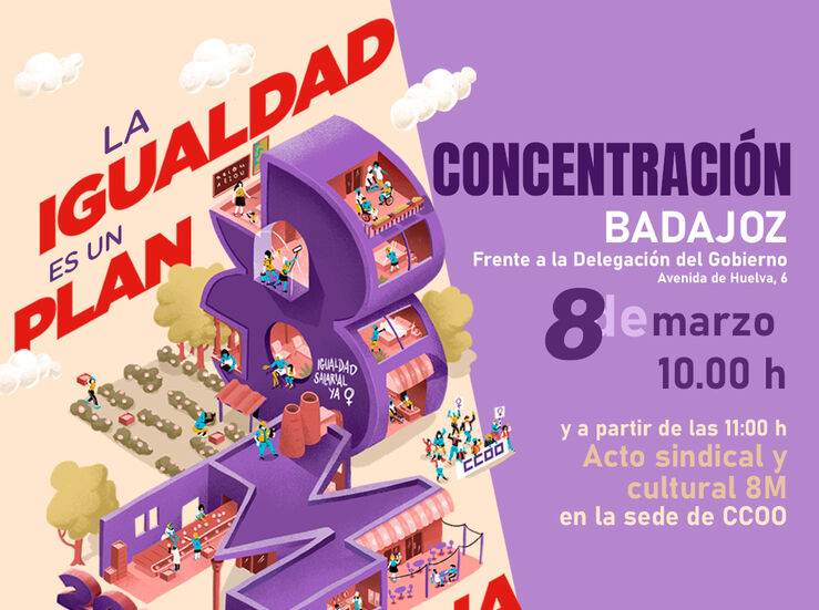 CCOO de Extremadura organiza este 8M en Badajoz una concentracin y un acto sindical