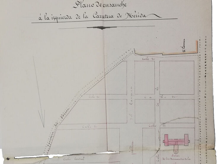 El Palacio de la Isla de Cceres expone proyecto de ensanche carretera de Mrida en 1882