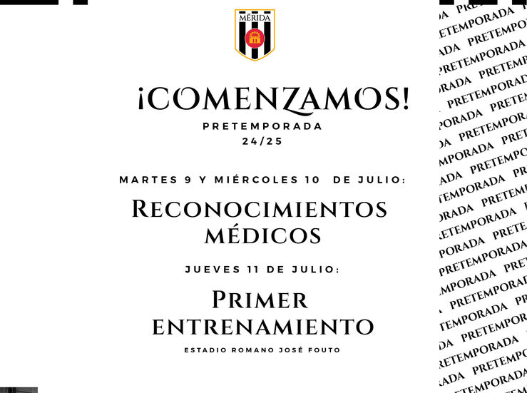 La AD Mrida comenzar los entrenamientos de la pretemporada 2425 este prximo jueves 