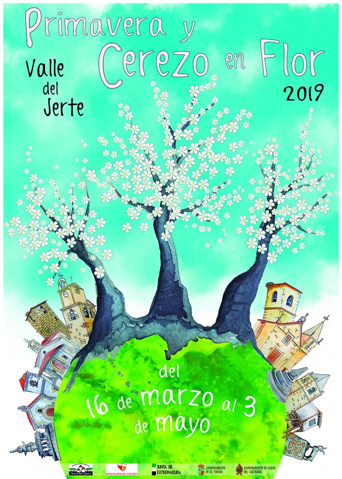 Obra Mundo Valle De Mario Moreno Cartel Anunciador De Fiesta Del Cerezo En Flor